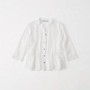 ABERCROMBIE WHITE LACE TRIM BLOUSE